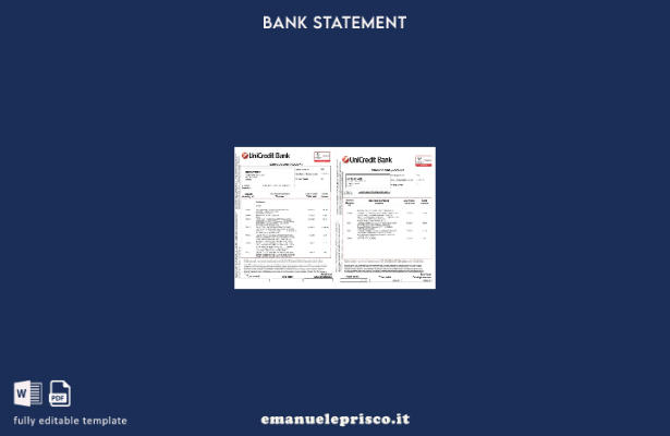 Modello Excel di estratto conto bancario UniCredit Romania in stile verificato